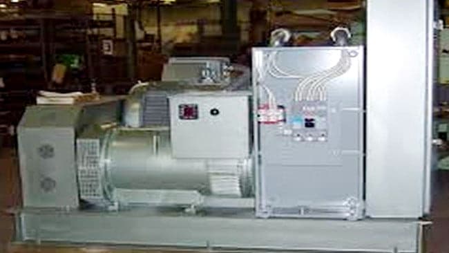Alternator and control cabinet assembly ready for commissioning