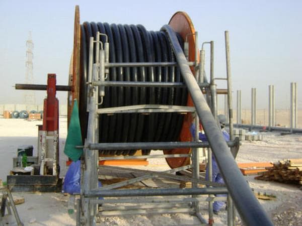 HT power cable drums staged at a distribution site